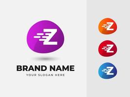 Letter Z Fast Speed Technology Abstract Colorful Vector Logo Design