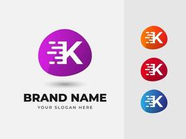 Letter K Fast Speed Technology Abstract Colorful Vector Logo Design