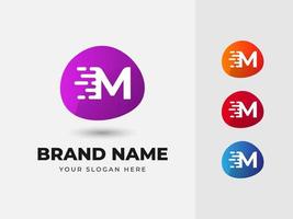 Letter M Fast Speed Technology Abstract Colorful Vector Logo Design