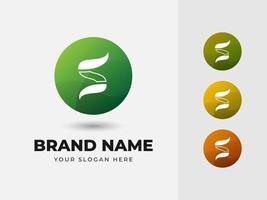 Letter S Abstract Alphabet Natural Green Leaf Vector Logo Design