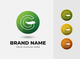 Letter G Abstract Alphabet Natural Green Leaf Vector Logo Design