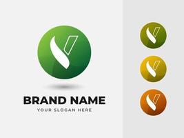 Letter Y Abstract Alphabet Natural Green Leaf Vector Logo Design