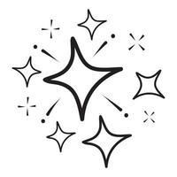 conjunto de garabatos de estrellas vectoriales icono brillante, icono de superficie limpia. estrellas de efecto de luz brillante y explosión brillante. aislado sobre fondo blanco. ilustración vectorial vector