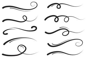 Hand drawn collection of curly swings, swashes, punches. Rotating calligraphy. Icon quote. Highlight text elements. vector