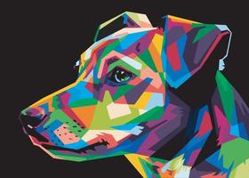 colorful dog head with cool isolated pop art style backround. WPAP style vector