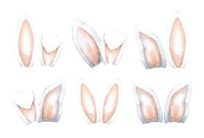 Set of Easter rabbit ears watercolor. Vector illustration.