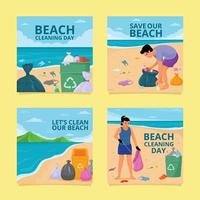 dia de limpieza de playas redes sociales vector
