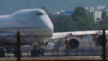 Boeing 747 Rossiya turns, medium shot video