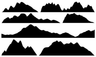 cresta de la montaña, silueta negra de la cordillera vector