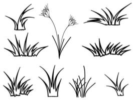 línea de hierba, hierba en blanco y negro vector