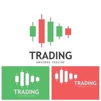 Vector logo with candlestick trading chart analyzing in forex