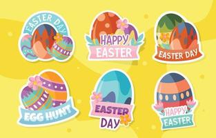 feliz día de pascua paquete de pegatinas vector