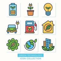 colección de iconos de tecnología verde vector