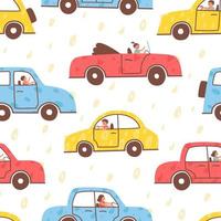 Children ride on funny cars vector