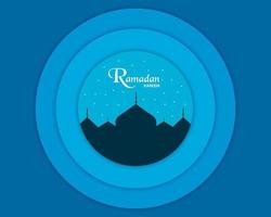 estilo de papel de la mezquita ramadan kareem vector