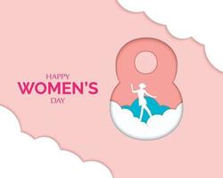 Happy Women's Day With Cloud And Ballerina vector