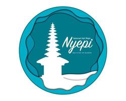Bali's Day Of Silence Nyepi Circle Paper And Temple vector