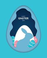 Happy Easter Day With Bunny And Eggs vector