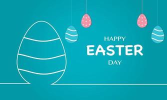 Happy Easter Day With Egg Line Art vector