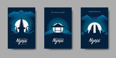 Flat Nyepi Greeting Template Bundle vector