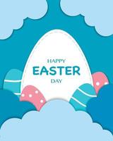 Happy Easter Day Egg And Cloud vector