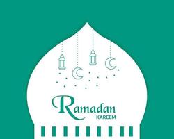 ramadan kareem simple con mezquita y linterna vector