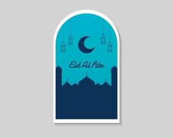 eid al fitr con plantilla plana de cúpula vector