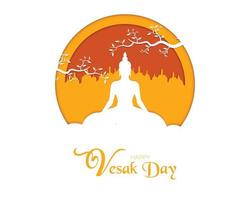 Happy Vesak Day With Buddha Paper Style