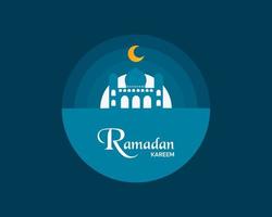 Ramadan Kareem With Mosque Flat Illustration vector