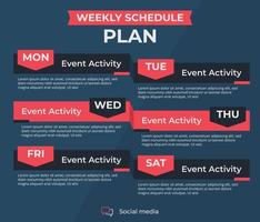 Weekly schedule plan flyer poster template. vector