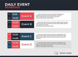 Upcoming daily event schedule flyer poster template. vector