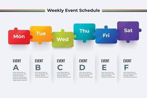 Weekly Event schedule plan on white. vector