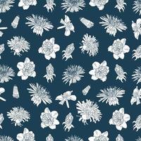 patrón impecable con flores de dalia dibujadas a mano. fondo de patrón floral botánico sin fisuras adecuado para estampados de moda, gráficos, fondos y artesanías vector