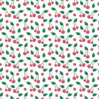 Cherry seamless vector pattern repeating background with summer fruit, berry use for fabric gift wrap packaging. Berries fruit summer background