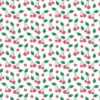 Cherry seamless vector pattern repeating background with summer fruit, berry use for fabric gift wrap packaging. Berries fruit summer background