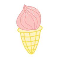 icono de postre de diseño plano de cono de helado rosa fresa vector