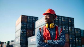 Industry worker control loading containers in the container terminal photo