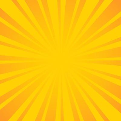 Background of orange sun rays. Bright flash of yellow light. Radial warm pattern with gradient.
