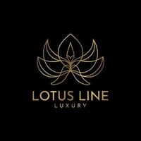 lotus flower golden outline decoration vector logo design element