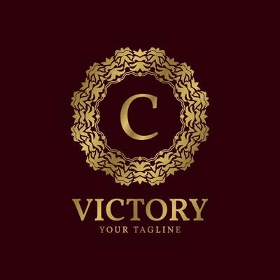 letter C crest organic luxury circular plants vector logo design