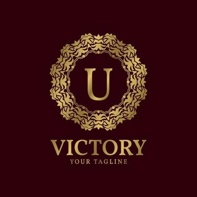 letter U crest organic luxury circular plants vector logo design