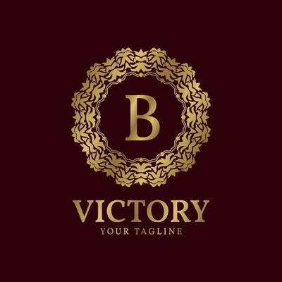 letter B crest organic luxury circular plants vector logo design