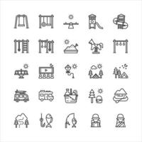 Bundle of summer activity vibes flat line icons collection. simple  design vector