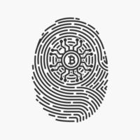 Concept of cryptocurrency digital security, fingerprint DNA vector illustration.
