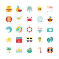 Bundle of summer vibes flat color collection. simple  design vector