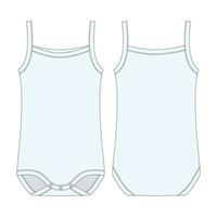 Children bodysuit. Baby sleeveless tank top body technical sketch. Light blue color. Infant underwear outline. vector