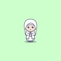 cute girl goes for umrah vector