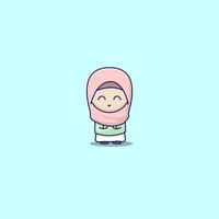 very cute muslim girl vector
