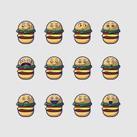 Emoticon lindo de hamburguesas vector