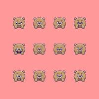 cute bear emoticon emoji bundle vector